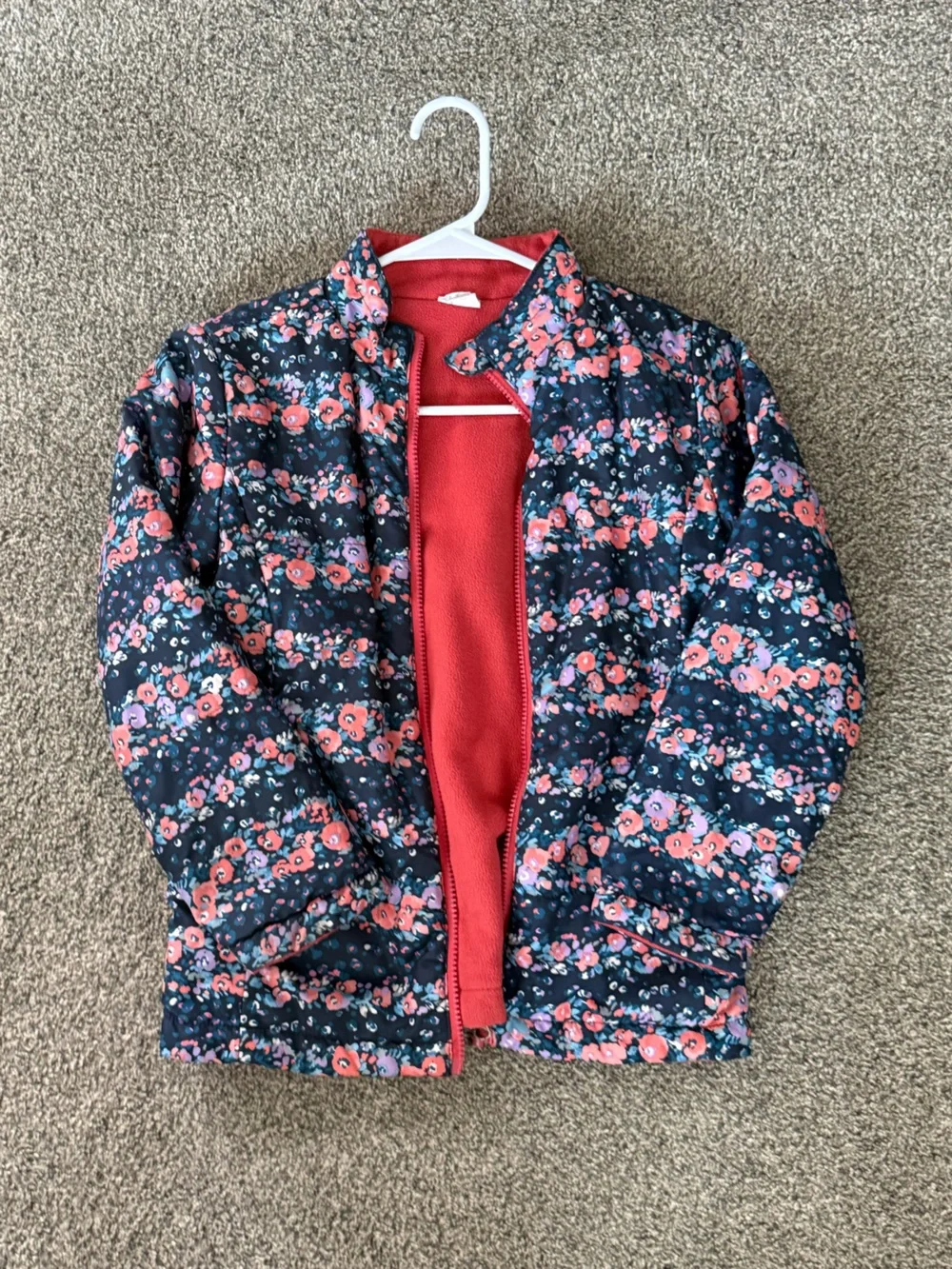 Girls floral puffer jacket size 8
